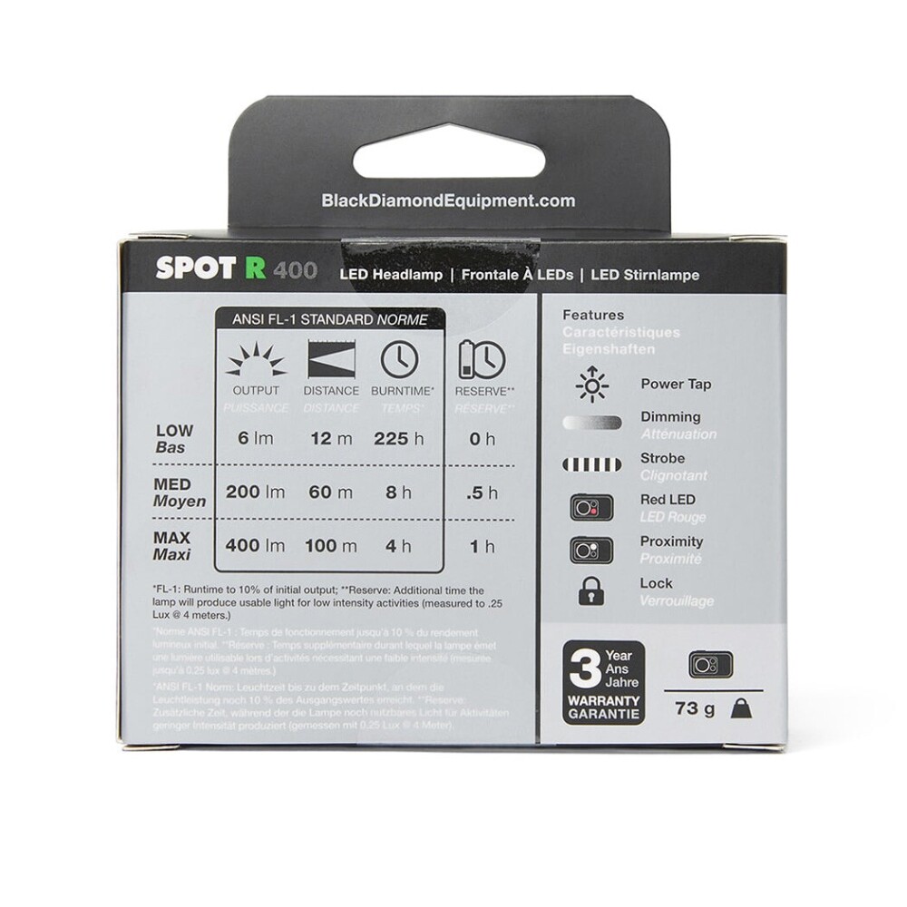 블랙다이아몬드,TNT 스팟 400-R 헤드램프